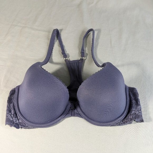 Victoria Secret 34C Body By Victoria lined Demi blue w/front close & lace! GUC! - Picture 4 of 16